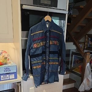 Moschino Authentic Blue Denim Button-Down Shirt with Heart Label Medium